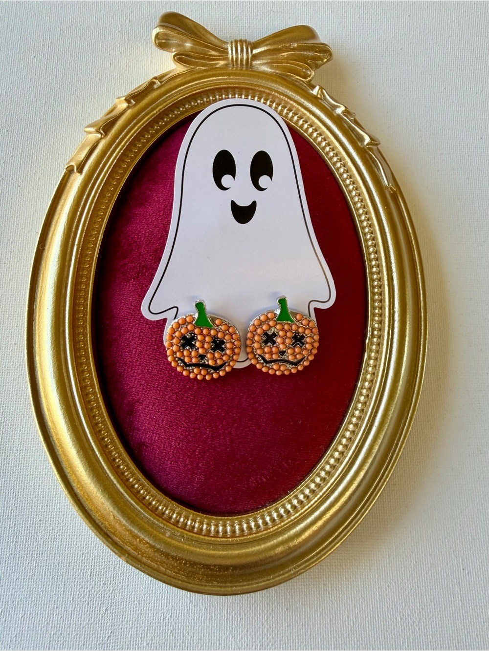 NEW Halloween Pumpkin Beaded Stud Earrings -Silver Tone & Orange🎃♥️